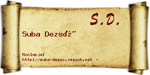 Suba Dezső névjegykártya